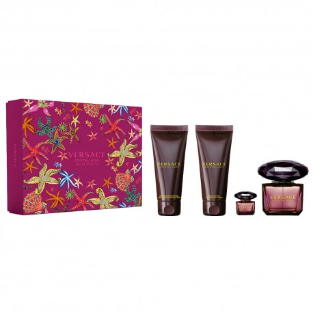 Versace Crystal Noir zestaw Woda Toaletowa 90ml + miniatura wody toaletowej 5ml + żel pod prysznic 100ml + balsam do ciała 100